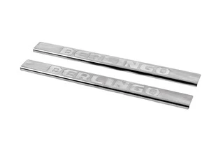 Накладки на пороги Carmos V2 (нерж) Тільки передні двері (2 шт) для Citroen Berlingo 2008-2018 рр