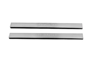 Накладки на пороги Carmos V2 (2 шт, нерж.) для Ford Transit 2000-2014 рр