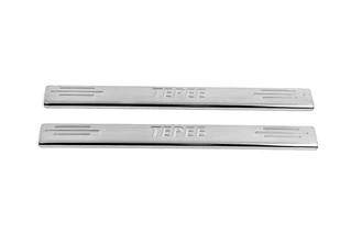 Накладки на пороги Carmos V2 (нерж) Передні двері (2 шт) для Peugeot Partner Tepee 2008-2018 рр