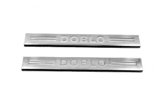 Накладки на дверні пороги V4 (Carmos, 2 шт, нерж.) для Fiat Doblo I 2005-2010 рр