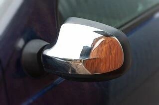 Накладки на дзеркала (верхня частина, 2 шт, нерж) для Renault Logan I 2008-2013 рр