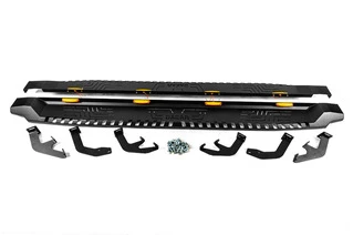 Бокові пороги Dakar V1 з LED (2 шт, метал) для Toyota Hilux 2015- рр