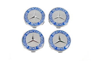 Ковпачки на диски 71/75 мм без кільця (4 шт, сині V2) для Тюнінг Mercedes