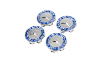 Ковпачки на диски 71/75 мм без кільця (4 шт, сині V2) для Тюнінг Mercedes