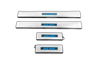 Накладки на пороги Libao LED (4 шт, нерж.) для Ford Kuga/Escape 2013-2019 рр