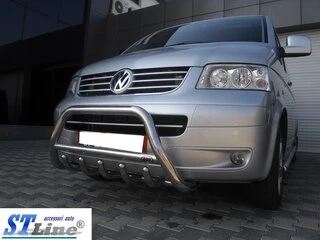 Кенгурятник WT003 (нерж) 60мм, з написом для Volkswagen T5 Caravelle 2004-2010 рр