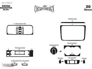 Накладки на панель (Meric) Дерево для Skoda Roomster 2006-2015 рр