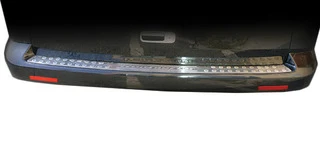 Накладка на задній бампер пряма (Omsa, нерж) для Volkswagen T5 Transporter 2003-2010 рр